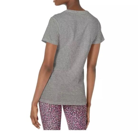 Adidas Women's Badge of Sport Logo Cotton T-Shirt Medium Grey Heather/Red, Top - Picture 4 of 10